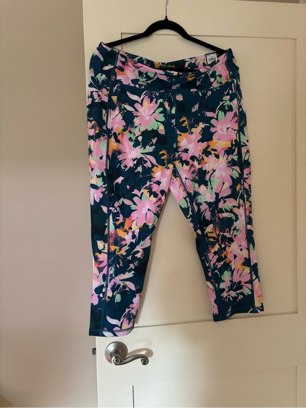 Tek Gear Floral Capri Leggings in Teal, Pink, Yellow
